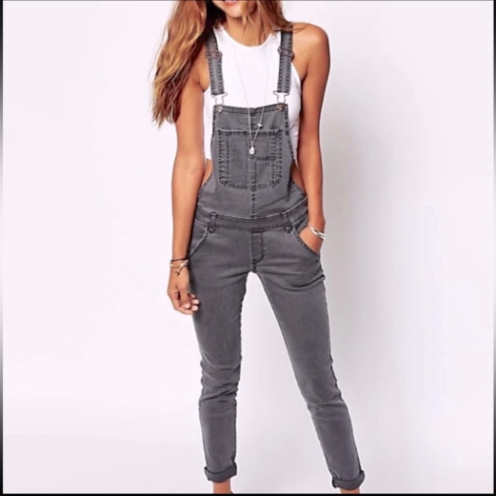Women's Abercrombie & Fitch Gray Denim Stretch Overalls Size M